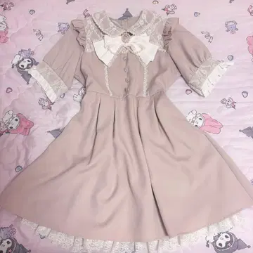 유메텐보 원피스 핑크 양산형 지뢰계 프릴 리본 반팔