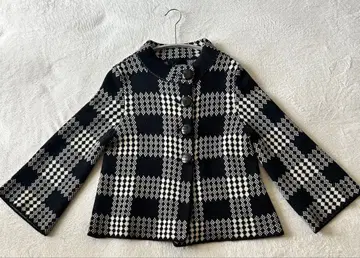 격자 무늬 울 판초 가디건