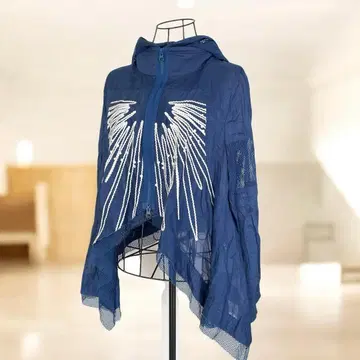 에이코 콘도 메쉬 절개 후디 자켓 파랑 42 겉옷 변형 경량