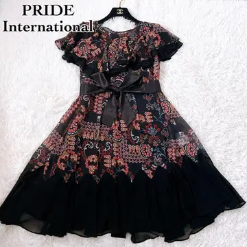 PRIDE 원피스 꽃무늬 프릴 리본 38 사이즈 봄/여름