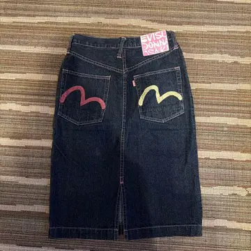 EVISU 에비수 데님 타이트 스커트 36
