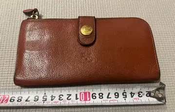 일비종떼 오렌지 브라운 가죽 장지갑 지퍼 개폐식