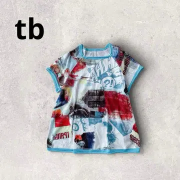 tb T셔츠 상의 올 패턴 컬러풀 일본제 반팔 티셔츠 코튼