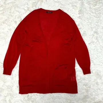 INGNI/니트 가디건/M/롱 기장 버튼 없음 포켓 겉옷 레드