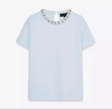 ZARA 비즈 니트탑 라이트 블루 택 포함 새상품