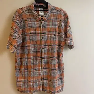patagonia 반팔 셔츠 L 오렌지 계열 체크