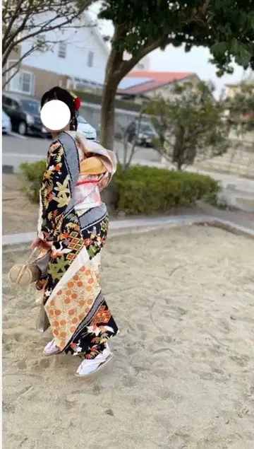 순수 실크 후리소데 학/소나무/레어/한정판/결혼식/성인식