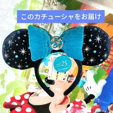 머리띠 블루 리본 네이비 미니 25주년 로고 도쿄디즈니씨