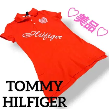새상품급 Tommy Hilfiger 피케 셔츠 XS 오렌지 로고 자수
