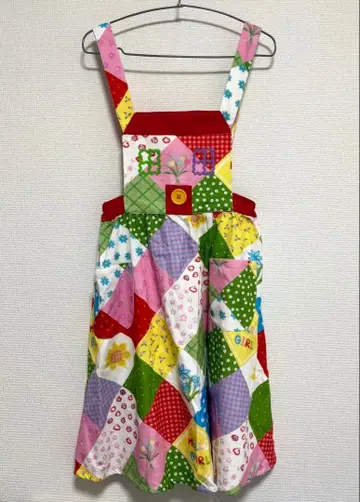 빈티지 컬러풀 패치워크 에이프런 슬리브리스 원피스