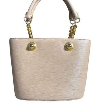 WAKO 골드 금장 장식 핸드백 가죽 베이지 일본 의류, 서양 의류에도!