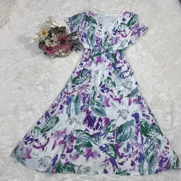 dazzlin 수채화 플라워 롱 원피스 페미닌 여름 리조트