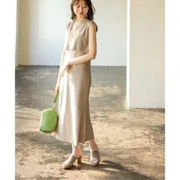 Noble 노블 슬리브리스 레이어드 니트 원피스 베이지