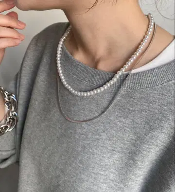 Dou Dou 진주 x 체인 목걸이