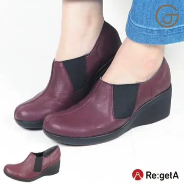 리게타 사이드 고어 슈즈 6cm 웨지솔 다크 레드 L 일본제