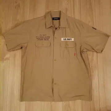 AVIREX U.S. NAVY 반팔 셔츠 베이지 L 사이즈