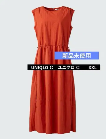 미사용 새상품 UNIQLO C 개더 원피스 슬리브리스 오렌지 XXL