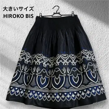 빅 사이즈! HIROKO BIS / 셔링 자수 풍성한 스커트 / 고급