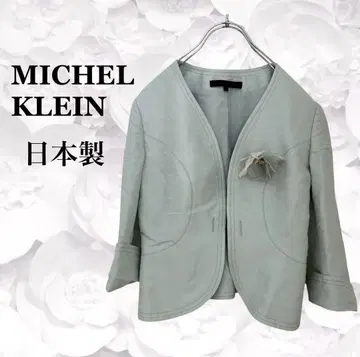 [ 미쉘클랑 ] 노카라 자켓 [ M ] 라이트 블루 일본제 코사지