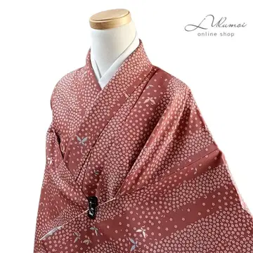 LULU86 기모노 코몬 이중 기모노 워셔블 기모노 브라운 나비