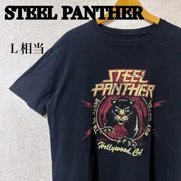 Steel Panther 밴딩 티셔츠 블랙 레오파드 그래픽 메탈 L