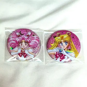 세일러문 캔뱃지 핑크 글리터