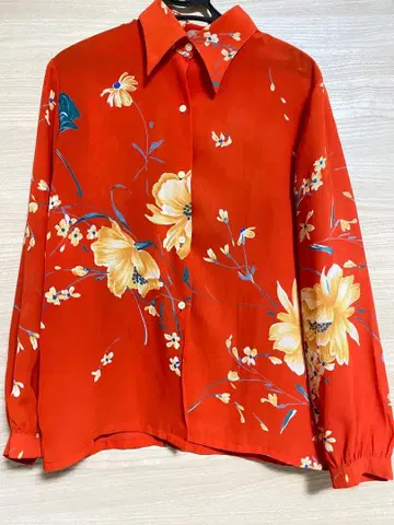 빈티지 꽃무늬 시어 셔츠 블라우스 겉옷 쇼와 레트로 하나뿐인 아이템