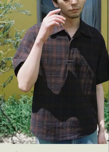 LIDNM 크레페 코튼 플레드 셔츠