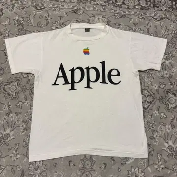 Apple 로고 T셔츠 80s 화이트 ANVIL 블랙 택