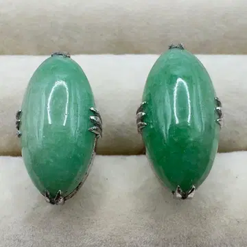 레트로 그린 스톤 SILVER 각인 커프스 커프 링크 커프스 단추