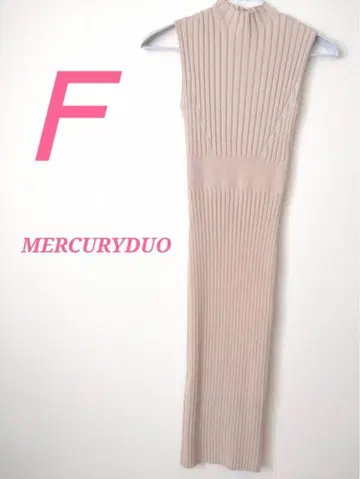 MERCURY DUO 베이지 타이트 원피스 리브 니트 슬리브리스