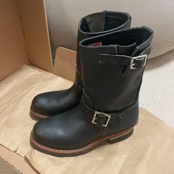 블랙 가죽 엔지니어 부츠 레드윙 25cm