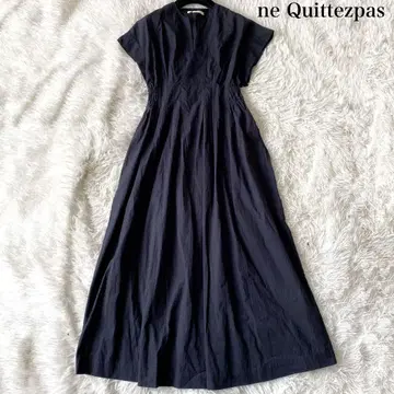 네 킷테 파스 허리 셔링 V넥 롱 셔츠 원피스