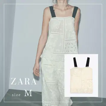 ZARA 패치워크 자수 상의 M 에크루