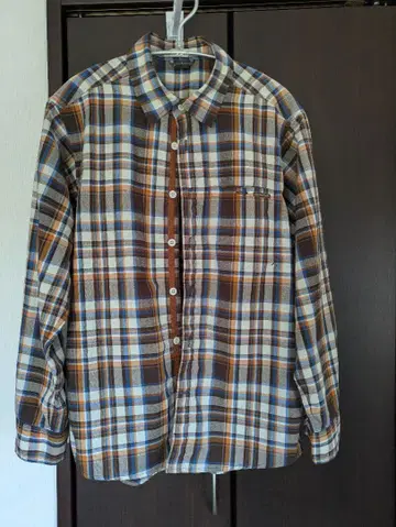 몽벨 플란넬 셔츠 브라운 체크 무늬 남성용 S 사이즈