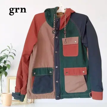 zC405 [ M ] grn 후드 부착 리버서블 자켓 패치워크