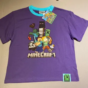 Minecraft 캐릭터 T셔츠 보라색 140cm
