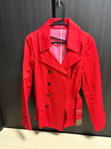 MUTE 여성용 숏 트렌치코트 (빨간색)