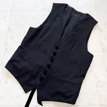 [ NUMBER (N)INE ] 넘버나인 베스트 실크 절개 스웨이드 블랙