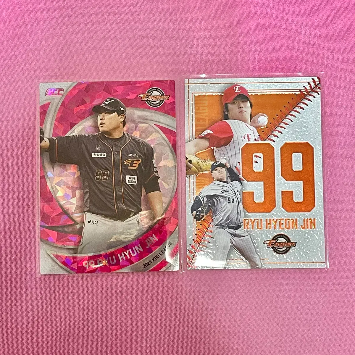 2024 KBO 카드 한화이글스 류현진 페어링 + 핑크 홀로그램 일괄