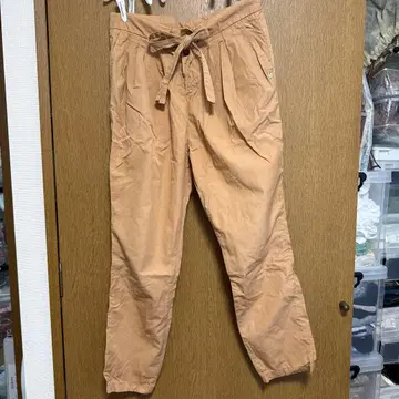 MUVEIL 코튼 팬츠 베이지 허리 리본 포함