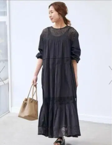 [새상품급] 스픽 앤 스팬 HYU 레이스 개더 원피스