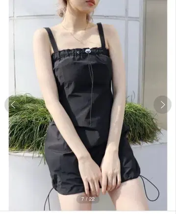 evris 드로스트 개더 미니 원피스