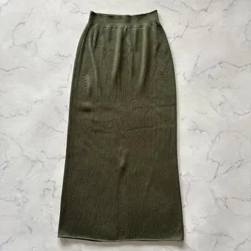유니클로 마메쿠로구치 3D 리브 롱 스커트 카키 XL XXL