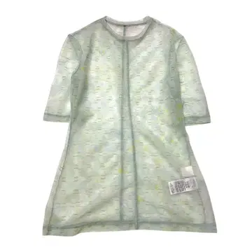 마메쿠로구치 시어 비침 상의 파스텔 컬러 올 패턴 반팔