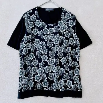 살바토레 페라가모 꽃무늬 절개 니트 상의 실크 블랙 XL