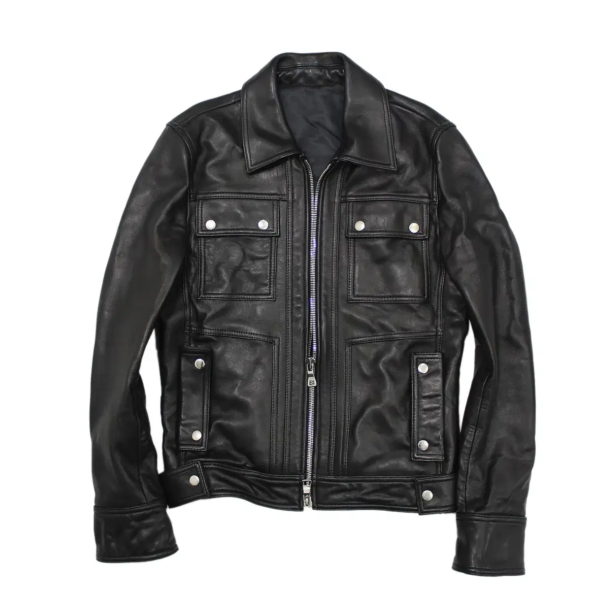 Armani Exchange Single-Breasted Leather Jacket | Bunjang Global