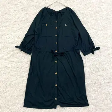 프론트 버튼 원피스 L 네이비 레이어드 고급스러운 봄 여름