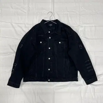AFB 오버사이즈 패치드 데님 재킷 블랙