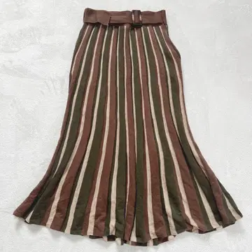 패턴 토르소 - 롱 니트 플레어 스커트 멀티 스트라이프 패턴 모드